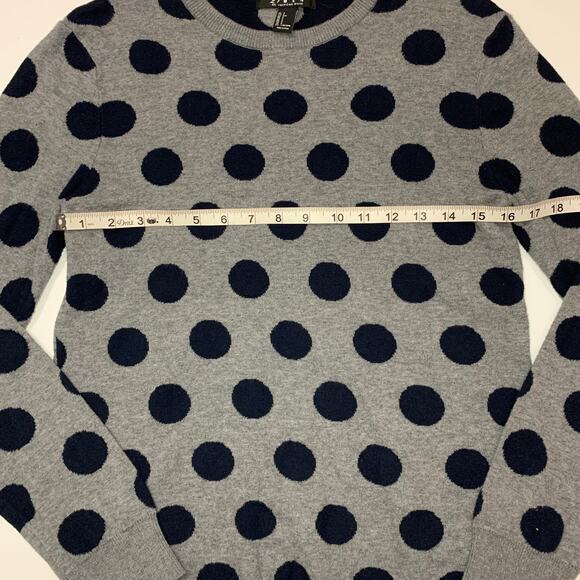 21 MEN Gray Navy Polka Dot Long Sleeve Crew Neck Sweater Small - Picture 5 of 6